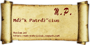Mák Patrícius névjegykártya